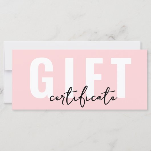 Logo Roze Minimaal Zakelijk Gift Certificaat (Voorkant)