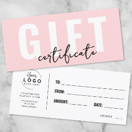 Logo Roze Minimaal Zakelijk Gift Certificaat