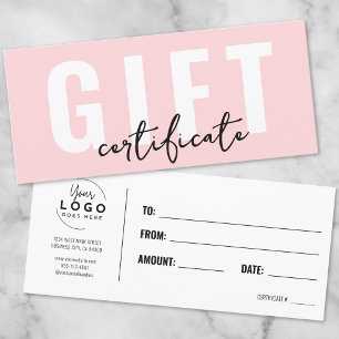 Logo Roze Minimaal Zakelijk Gift Certificaat