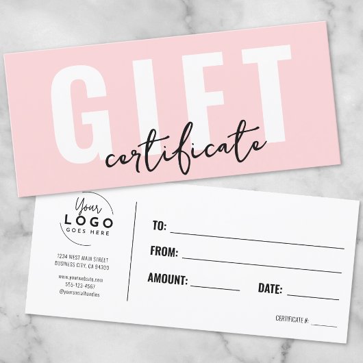 Logo Roze Minimaal Zakelijk Gift Certificaat