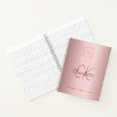 Logo roze monogram metaal elegant zakelijk notitieboek (Binnen)