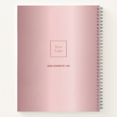 Logo roze monogram metaal elegant zakelijk notitieboek (Achterkant)