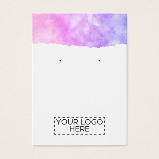 Logo roze Waterverf Ombre Earring Display Card Visitekaartje (Voorkant)