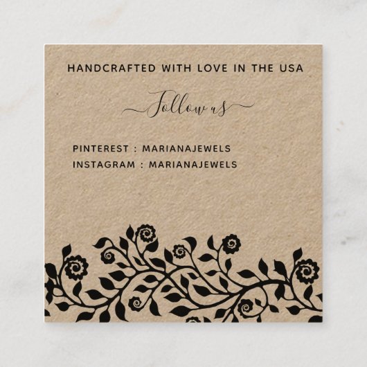 Logo Rustige Kaarten met grote bridale oorringen Vierkante Visitekaartje (Achterkant)