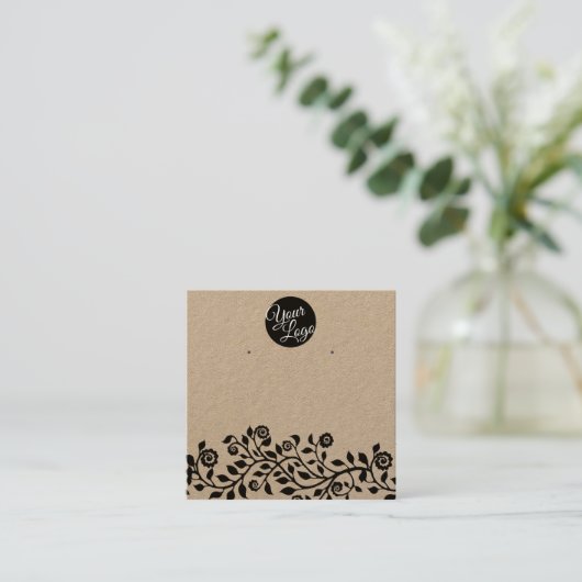 Logo Rustige Kaarten met grote bridale oorringen Vierkante Visitekaartje (Staand voorkant)