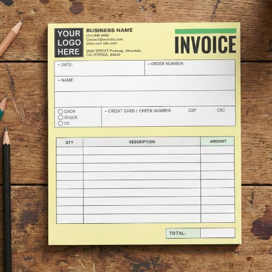 Logo, Sales Receipt Order Forms, Invoice Booklet Notitieblok