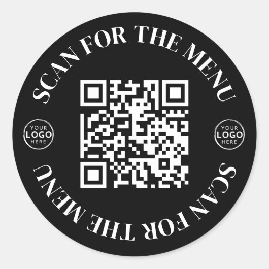 Logo Scan Menu QR-code Ronde Sticker (Voorkant)