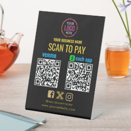 Logo Scan naar CashApp Venmo QR Code Pedestal SI Reclamebord Met Voetstuk