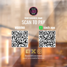 Logo Scan om te betalen CashApp Venmo QR-code Raamsticker
