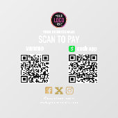 Logo Scan om te betalen CashApp Venmo QR-code Raamsticker (Vel)