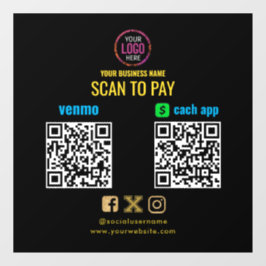 Logo Scan om te betalen CashApp Venmo QR-code Raamsticker