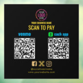 Logo Scan om te betalen CashApp Venmo QR-code Raamsticker (Vel 3)
