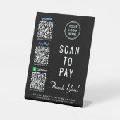 Logo Scan to Pay Venmo Paypal CashApp QR-codes Reclamebord Met Voetstuk (Voorkant)