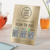 Logo Scannen naar PayPal QR-code Gold Reclamebord Met Voetstuk (Insitu)