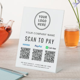 Logo Scannen naar PayPal Venmo CashApp QR-codes Reclamebord Met Voetstuk
