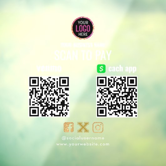Logo Scannen naar PayPal Venmo QR-code Raamsticker (Vel 3)