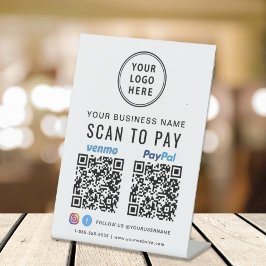 Logo Scannen naar PayPal Venmo QR-codes Reclamebord Met Voetstuk