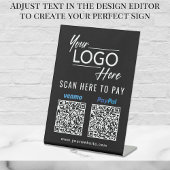 Logo Scannen naar PayPal Venmo QR-codes zwart Reclamebord Met Voetstuk