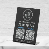 Logo Scannen naar PayPal Venmo QR-codes zwart Reclamebord Met Voetstuk