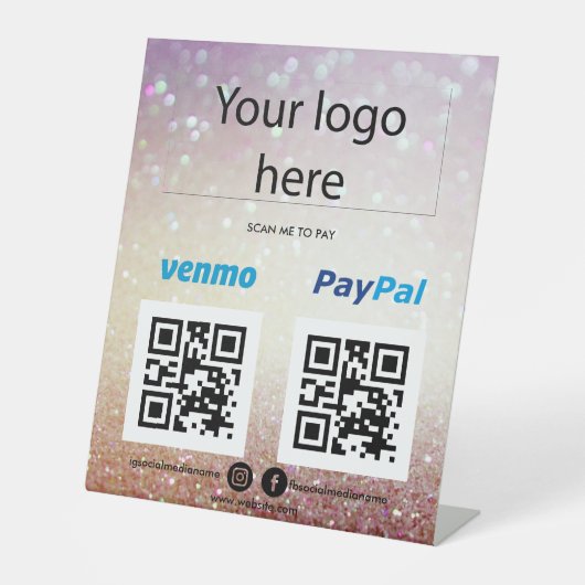 Logo Scannen toevoegen aan PayPal PayPal QR-code C Reclamebord Met Voetstuk (Voorkant)