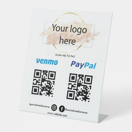 Logo Scannen toevoegen aan PayPal PayPal QR-code C Reclamebord Met Voetstuk (Voorkant)