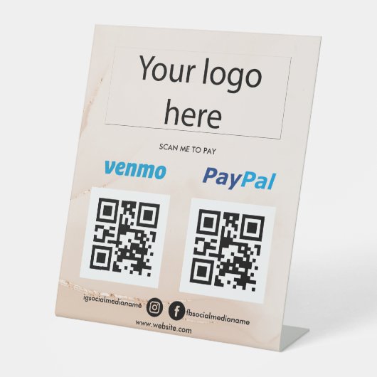 Logo Scannen toevoegen aan PayPal PayPal QR-code C Reclamebord Met Voetstuk (Voorkant)