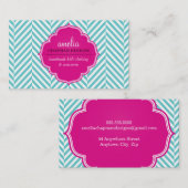 LOGO schattig vet visgraatpatroon turquoise roze Visitekaartje (Voorkant / Achterkant)