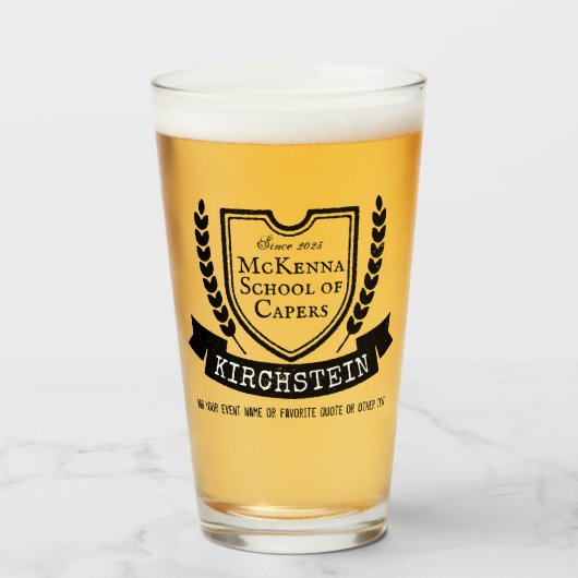 Logo schild laurier lint namen embleem Glas (Voorkant gevuld)