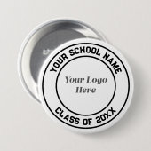 Logo schoolnaam senior Afstudeerder partij gunst k Ronde Button 7,6 Cm (Voorkant /achterkant)