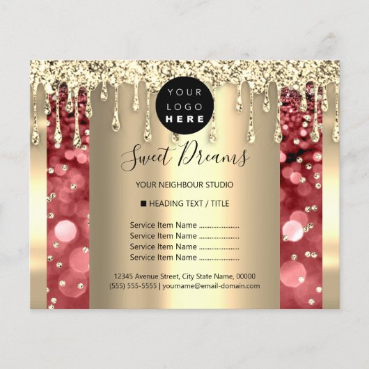 Logo Schoonheid Make-up Nagels Prijslijst Goud Bou Flyer (Voorkant)