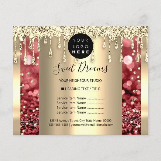 Logo Schoonheid Make-up Nagels Prijslijst Goud Gli Flyer (Voorkant)