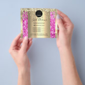 Logo Schoonheid Make-up Nagels Prijslijst Goud Roz Flyer (Hand)