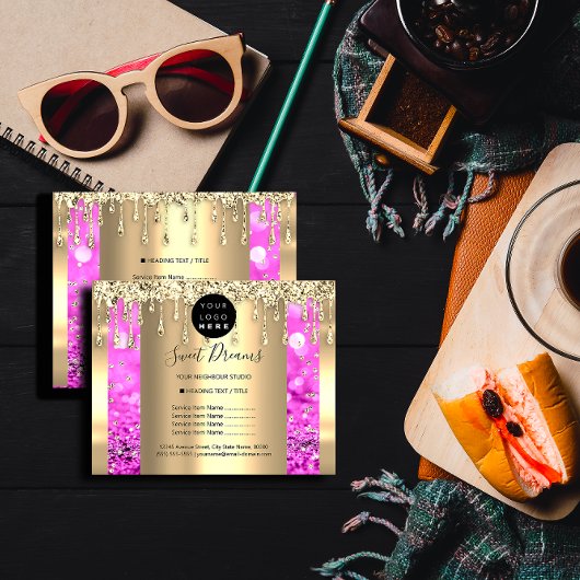 Logo Schoonheid Make-up Nagels Prijslijst Goud Roz Flyer