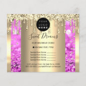 Logo Schoonheid Make-up Nagels Prijslijst Goud Roz Flyer (Voorkant)