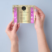 Logo Schoonheid Make-up Nagels Prijslijst Goud Roz Flyer (Hand)