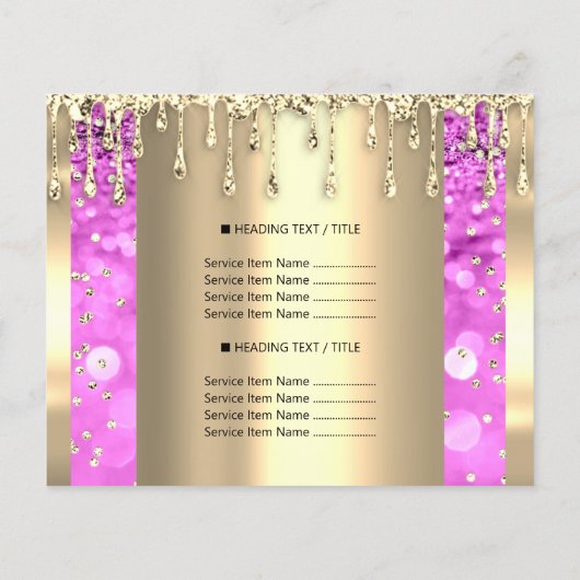 Logo Schoonheid Make-up Nagels Prijslijst Goud Roz Flyer (Achterkant)