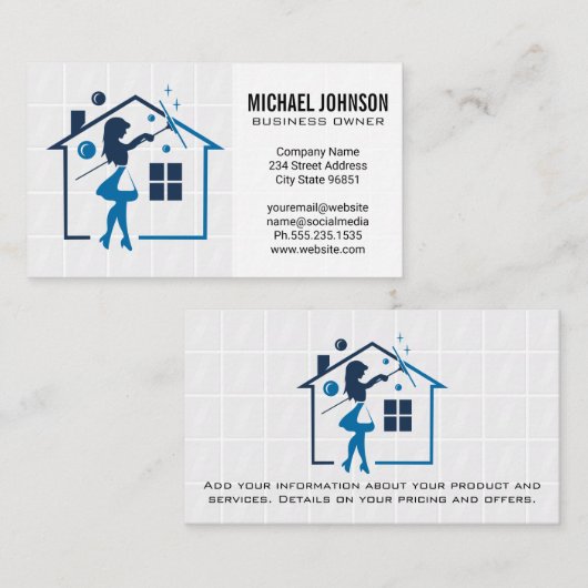 Logo Schoonmaakster Schoonmaakhuis | Badkamertegel Visitekaartje (Voorkant / Achterkant)