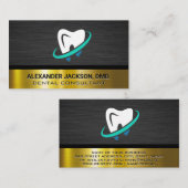 Logo schoonmaken tand | Goud donker metaal Visitekaartje (Voorkant / Achterkant)