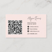 Logo script Blush roze haren make-up qr code Visitekaartje (Achterkant)