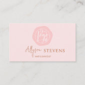 Logo script boho roze haar make-up qr code visitekaartje (Voorkant)