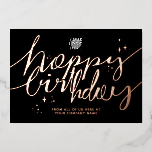 Logo Script Business Birthday Roos Gold Kaart