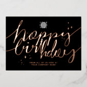 Logo Script Business Birthday Roos Gold Kaart (Voorkant)