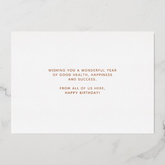 Logo Script Business Birthday Roos Gold Kaart (Achterkant)