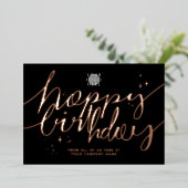Logo Script Business Birthday Roos Gold Kaart (Staand Voorkant)