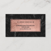 Logo script faux roos goud zwarte marmer visitekaartje (Achterkant)