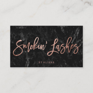 Logo script faux roos goud zwarte marmer visitekaartje