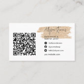 Logo script gold glitter hair make-up qr code visitekaartje (Achterkant)