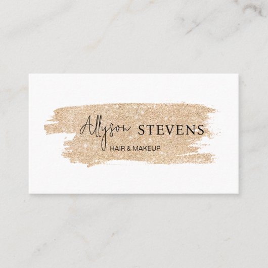 Logo script gold glitter hair make-up qr code visitekaartje (Voorkant)