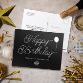 Logo Script Minimal Black Business Happy Birthday Briefkaart