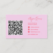Logo script rood roze haar make-up QR-code Visitekaartje (Achterkant)